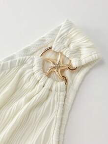 SHEIN Raffinéa 女士优雅浪漫度假精致套装，无袖上衣和鱼尾裙套装，质感面料，春夏款 - 白色 - 查看 5