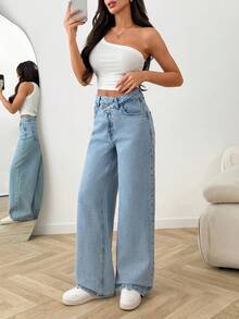 EURMUSE Quần jean nữ - Rửa trung bình - Xem 5