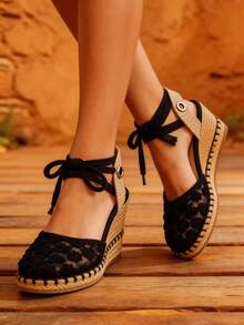 Cuñas Elegantes de Verano – Diseño Cómodo y Versátil para Uso Diario - Negro - Ver 1