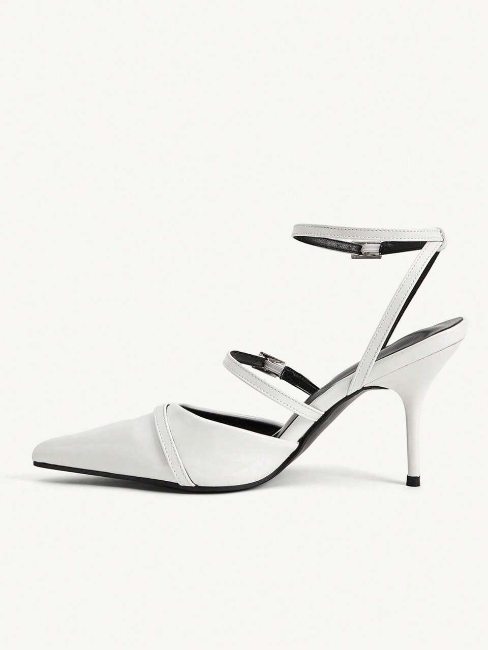 CUCCOO CHICEST Women's Shoes Spring And Summer New Fashion Ankle With Rhinestone Pin Buckle Structural Design Pointed Wine Glass Heel High Heel Fashion Elegant Temperament Sexy Beige Crystal PU Material Slingbacks Dress Shoes Dating Afternoon Tea Party Valentine's Day Elegant Wear