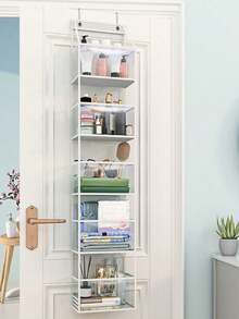 1pc/Hanging Storage Bag/Bag Organizer/Door Storage Bag, Transparent PVC Foldable Multi-Layer Sorting Box, With Hooks, Suitable For Closets, Laundry Rooms, Wardrobes, Bathrooms, Toys, Clothes, Playthings, Snacks, Cosmetics, Etc. Large Capacity Storage Bag/White - White - View 5