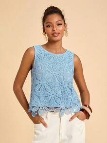 Travachic Women's Casual Versatile Round Neck Top For Daily Wear,Summer Top - Baby Blue - View 3