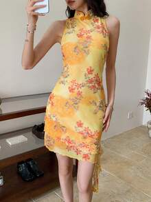 EastFlair New Chinese Style Sexy Printed Slim-Fit Cheongsam Golf Pastal Summer - Multicolor - View 3