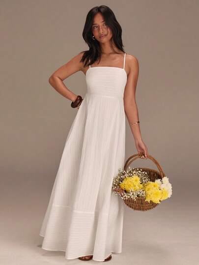 Athîral Đầm maxi nữ màu trơn, kiểu dáng thường ngày