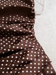 SHEIN PETITE Đầm midi không tay màu nâu chấm bi kiểu Pháp cổ điển, thiết kế xếp ly ở eo, thanh lịch và tôn dáng. - màu nâu - Xem 7
