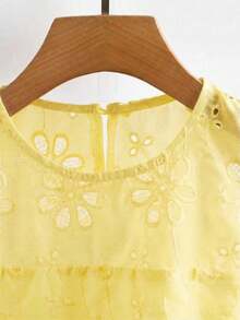 GlowEve Đầm sơ mi nữ thanh lịch, lãng mạn, cổ tròn, không tay, chất liệu chiffon, xếp ly, dáng chữ A, thêu họa tiết, màu trắng, thích hợp cho kỳ nghỉ. - Màu vàng - Xem 3