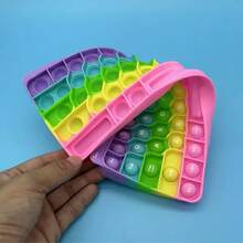 1Pc Rainbow Keyboard Pop-Up Fidget Toy, Push Bubble Sensory Stress Relief Toy, Educational Math Learning Game For Kids, Ideal Basket Stuffer For Birthday Christmas Easter Holiday Gifts, Perfect For Classroom Rewards & Party Favors - Multicolor - View 2