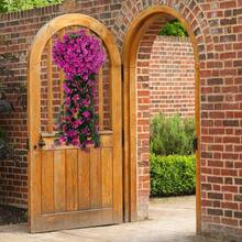 人造垂吊兰花花束，户外墙面悬挂植物，逼真的紫罗兰常春藤，色彩缤纷的仿真兰花花束，适用于家居花园婚礼装饰 - 中紫紅色 - 查看 5