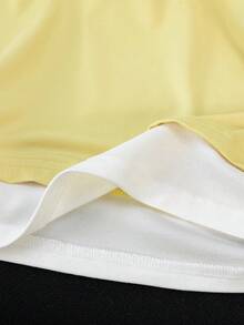 GlowEve Camiseta casual de mujer con cuello redondo y mangas cortas plisadas - Amarillo - Ver 5