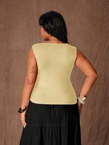 Rustia Áo vest nữ cỡ lớn kiểu vintage lãng mạn, thoải mái, cổ chữ V sâu, ôm sát, thích hợp cho đi làm, đi học, đi làm về, mùa xuân, hè, thu, mùa tựu trường, lễ hội âm nhạc, Lễ Tạ ơn. - Vàng nhạt - Xem 2