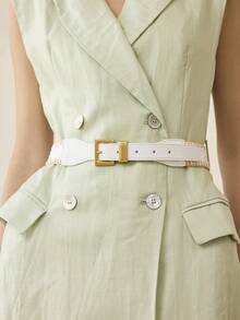 MOTF PREMIUM PRE WHITE SPLICED PP GRASS NEEDLE BUCKLE BELT - White - View 1