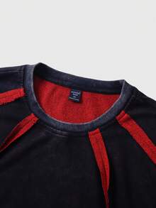 ROMWE MEN Street Life Men's Casual Colorblock Short Sleeve T-Shirt, Summer - Black - View 3