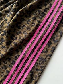 SHEIN EZwear Quần nữ dệt gân in họa tiết da báo màu nâu - màu nâu - Xem 4