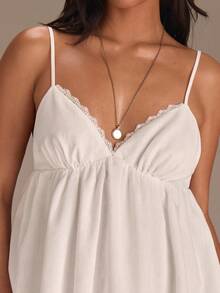 Athîral Women's Lace Trim Ruffle Fashion Date Party Mini Camisole Dress,Summer Dresses For Women - White - View 6