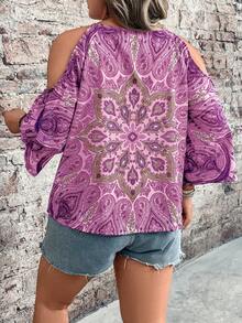 Breezaya Women's Casual Off-Shoulder Camisole Midi Shirt - Purple - View 2