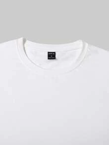 Manfinity Homme Men Solid Round Neck Long Sleeve Tee, Fall - White - View 4