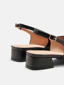 CUCCOO CURVES Giày nữ mũi nhọn, khóa cài, kiểu dáng thời trang hàng ngày, đế rộng, cao gót. - màu đen - Xem 5