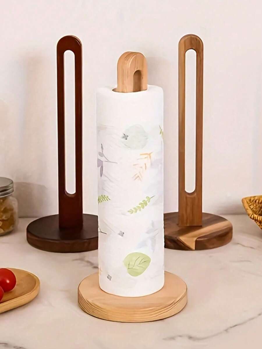 1 Wooden Tissue Holder, Kitchen Tissue Box, Countertop Tissue Holder With Weighted Base, Heavy-Duty Countertop Storage Rack, Space-Saving Tissue Holder, Desktop Storage Device, Modern Kitchen Accessories, Kitchen Supplies, Kitchen Storage Accessories - Multicolor - View 1