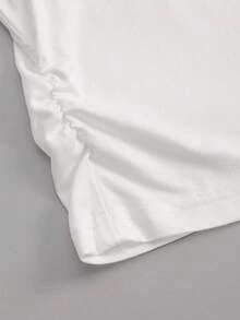 Airaco Women's Solid Color Polo Collar Short Sleeve Casual Versatile T-Shirt - White - View 4