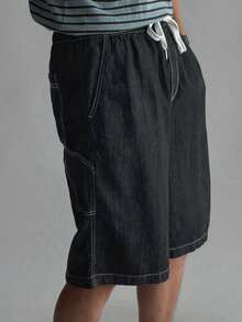 DAZY Quần short nam màu đen, cạp chun. - màu đen - Xem 2