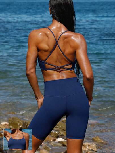 GLOWMODE FeatherFit™ Crisscross Back Sports Bra Light Support Yoga Studio Gym Daily  Spring Summer