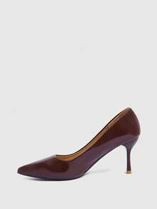 CUCCOO SZL Women's Brown Pointed Toe Classic French Retro Stiletto High Heel Pumps For Vibe And Spring Shoes Spring Break Easter Prom Heels For Christmas - Coffee mirror - View 4