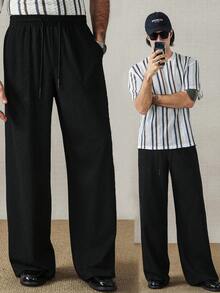 HUEFORM Men's Solid Color Drawstring Casual Loose Everyday Pants - White - View 1
