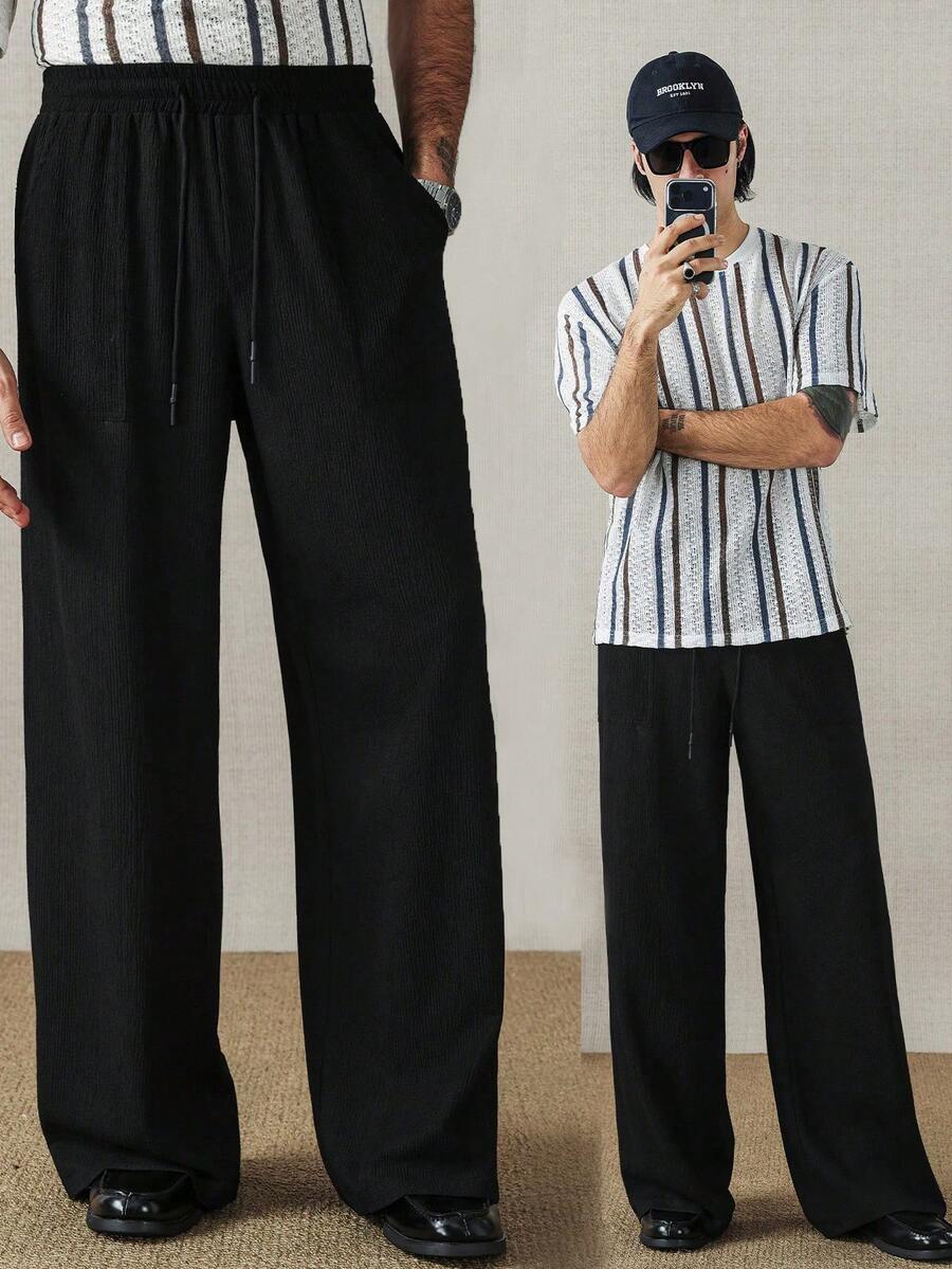 HUEFORM Men's Solid Color Drawstring Casual Loose Everyday Pants - White - View 1