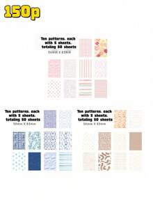 50Sheets/100Sheets/150Sheets/200Sheets Vintage Scrapbook Paper Kit -Material Paper, Complete Scrapbooking Supplies Back To School - Multicolor - View 13