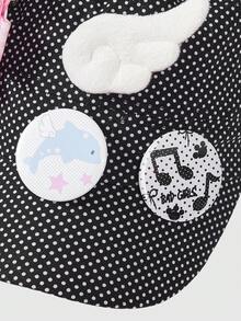 ROMWE Anime 1 chiếc mũ nồi nữ màu đen kiểu Y2K Millennium Spice Girl Harajuku Pop Art chấm bi ren chéo ba chiều trang trí cánh thiên thần dễ thương, sản xuất hàng loạt, thời trang đơn giản phong cách sinh viên, thích hợp cho sinh viên, mua sắm, hẹn hò, v.v. - màu đen - Xem 5