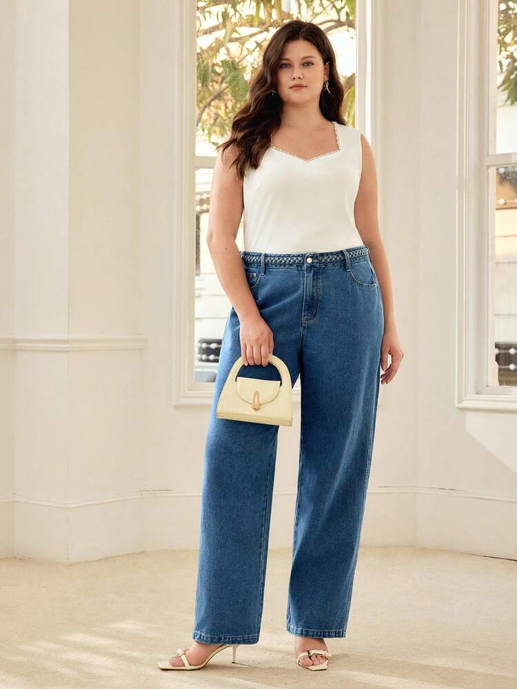 PLUS SIZE FAUX PEARLS DECOR TANK TOP, SPRING/SUMMER