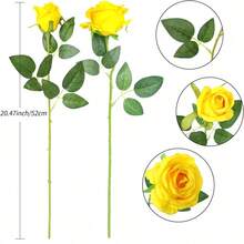 1/5/10/12/20 bông hoa hồng giả màu vàng cao cấp, thích hợp trang trí nhà cửa, phòng ngủ, bàn ăn, đám cưới, bó hoa cô dâu, hoa cài áo, cắm hoa. Thích hợp trang trí nhà cửa, nhà hàng, phòng ngủ, bình hoa. - Màu vàng - Xem 7