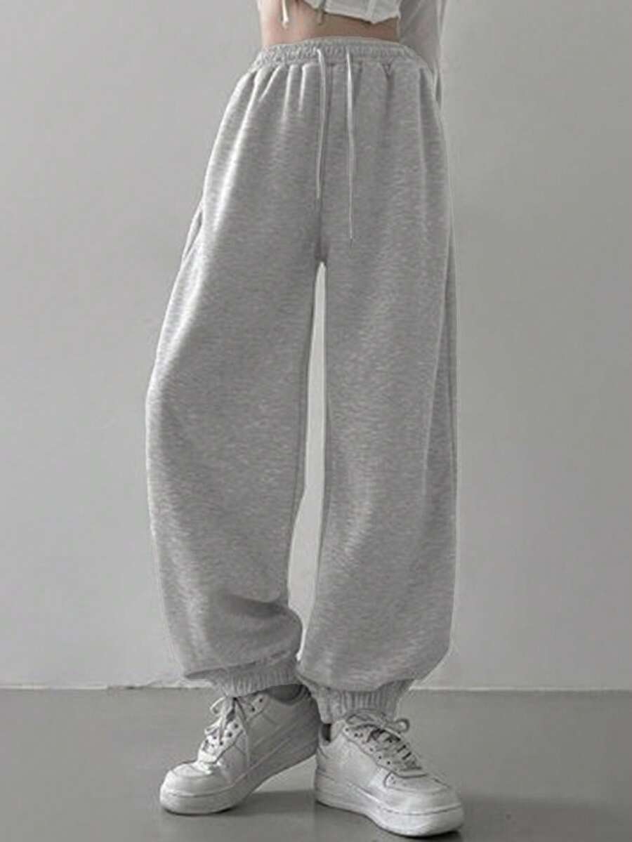 DAZY Quần jogger cạp chun kiểu dáng thường ngày cho bé gái tuổi teen - Màu Xám nhạt - Xem 1