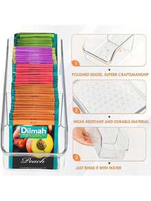 2Pcs Multifunctional Transparent Storage Box, Space-Saving Organizer For Tea Bags & Spices, Essential Kitchen Countertop Storage - Transparent - View 7