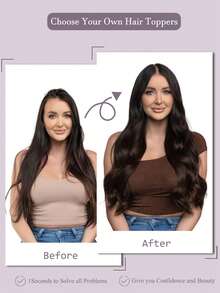 ZERO-NET Tóc giả che đỉnh đầu 14 inch, tóc giả 9x9, tóc giả màu nâu đậm, tóc giả dành cho tóc mỏng, tóc giả dùng hàng ngày, tóc giả dự tiệc, tóc giả dành cho nữ. - S2 - Xem 6