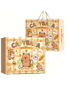 水豚主题文具礼盒套装 - 内含河豚图案铅笔盒、荧光笔、便签纸、笔记本等 - 适合作为生日礼物或情侣礼物 | 插图铅笔盒（部分款式随机） - Capybara Stationery set - 查看 1