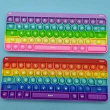 1Pc Rainbow Keyboard Pop-Up Fidget Toy, Push Bubble Sensory Stress Relief Toy, Educational Math Learning Game For Kids, Ideal Basket Stuffer For Birthday Christmas Easter Holiday Gifts, Perfect For Classroom Rewards & Party Favors - Multicolor - View 4