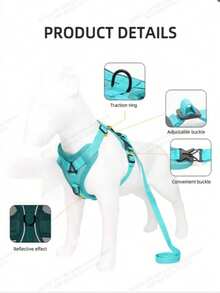 Reflective Pet Harness And Leash Set For Dog & Cat, Escape Proof Adjustable Small Dog Harness With Soft Mesh - Green - View 8