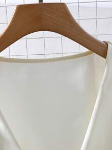 GlowEve CURVE Plus Size Women Pleated Bubble Short Sleeve Blouse - Beige - View 4