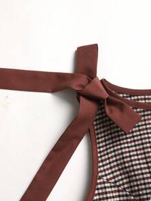 Tween Girls' Plaid Knot Shoulder Pleated Casual Vacation Dress - Multicolor - View 5