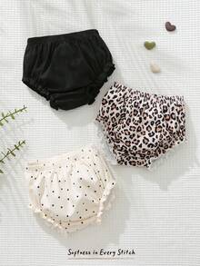Cozy Pixies 3pcs Baby Girl Solid Color Comfortable Elastic Waist Shorts Set - Multicolor - View 7