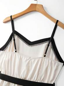 GlowEve CURVE Plus Size Women Spring/Summer Fashion Elegant Contrast Color Spaghetti Strap A-Line Dress Gym Brown - Apricot - View 4