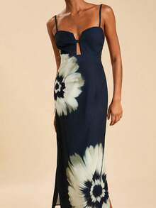 Travachic 女士印花休闲度假长款吊带裙 - 黑與白 - 查看 7