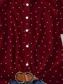 EMERY ROSE Plus Size Women's Summer Casual Vacation Polka Dot Print Petal Sleeve Blouse - Multicolor - View 5
