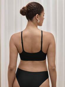 Bralution Leisure Women's Seamless Solid Color Simple Bra - Black - View 4