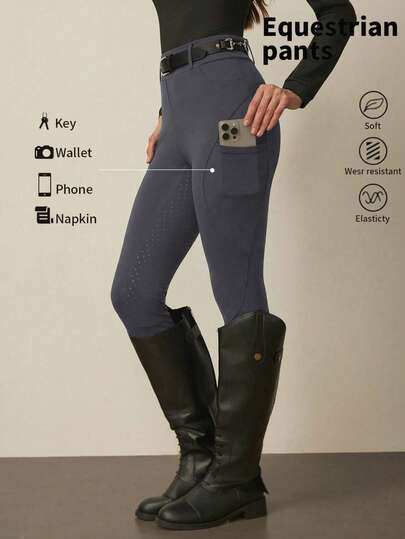 With My Calm With My Calm Women's Equestrian Jodhpurs/Breeches, Full Silicone Seat Non-Slip Riding Pants, Suitable For Horse Riding Sports,