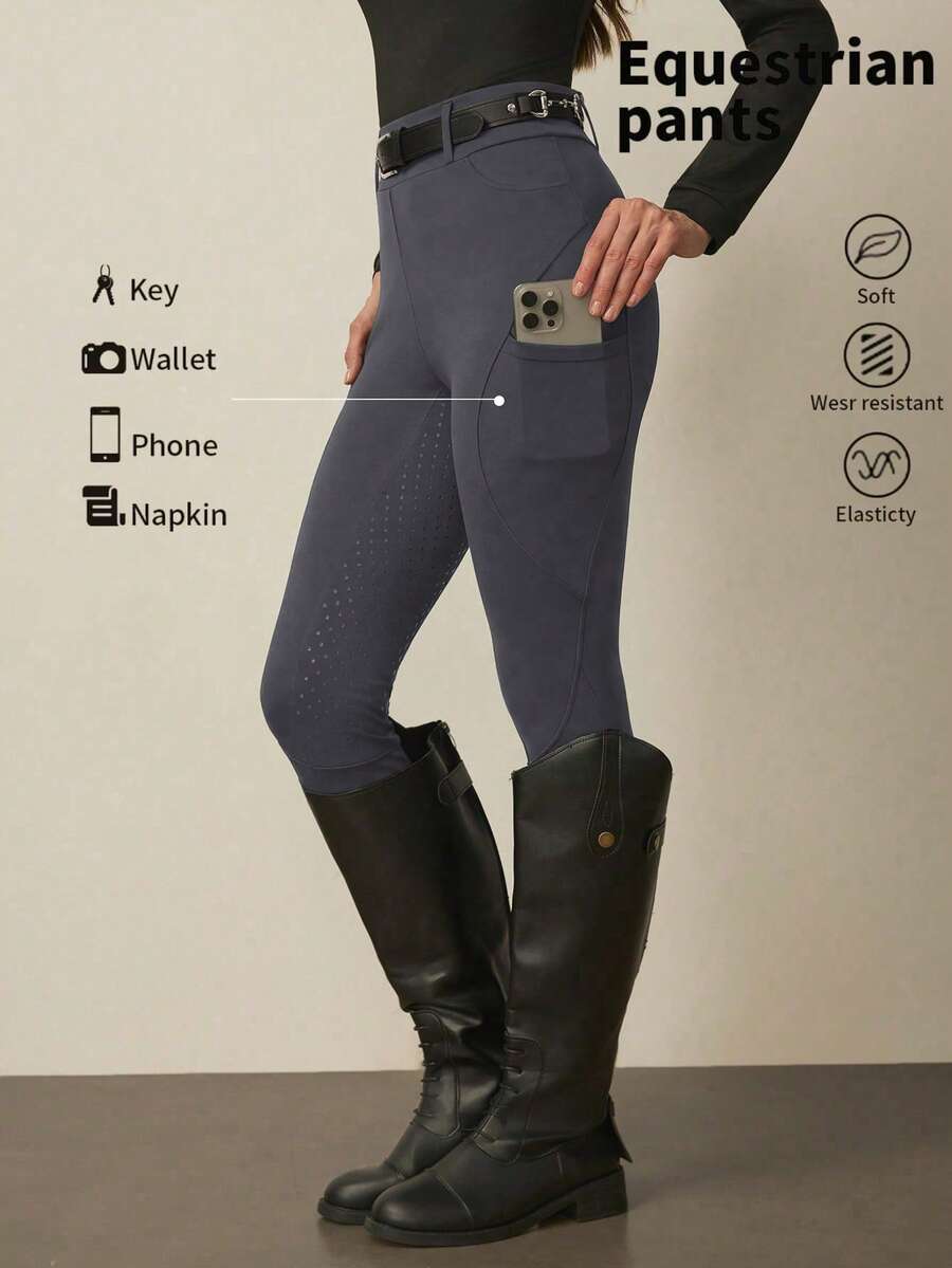 With My Calm With My Calm Women's Equestrian Jodhpurs/Breeches, Full Silicone Seat Non-Slip Riding Pants, Suitable For Horse Riding Sports, - Grey - View 1