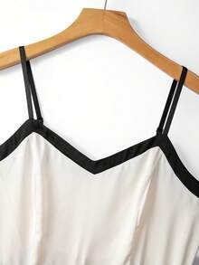 GlowEve CURVE Plus Size Women Spring/Summer Fashion Elegant Contrast Color Spaghetti Strap A-Line Dress Gym Brown - Apricot - View 3