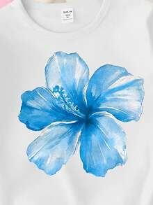 3pcs/Set Girls' Casual Creative Hawaiian Beach Shell Sunset Fish Letter Graphic Print Short T-Shirts,White/Pink/Purple,Summer Vacation Holiday Wear - Multicolor - View 4
