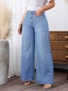 EMERY ROSE Women's Fashionable Loose Straight Leg Jeans - Light Wash - View 5